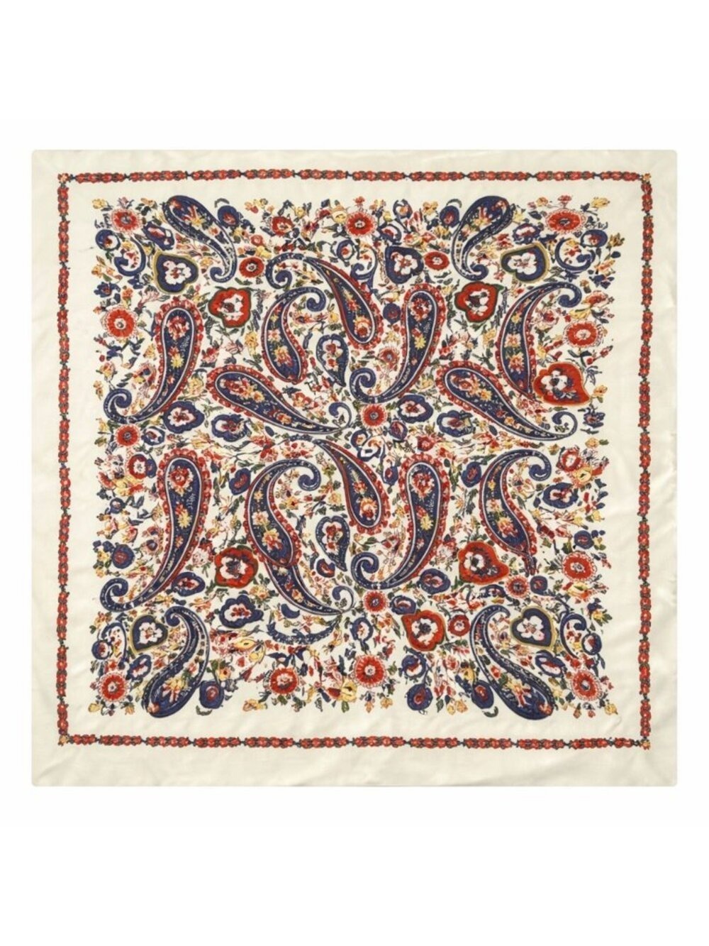 Cream Paisley Wild Rag Satin Scarf 35 Inch Western Scarf Cowgirl Neck Scarf Flor